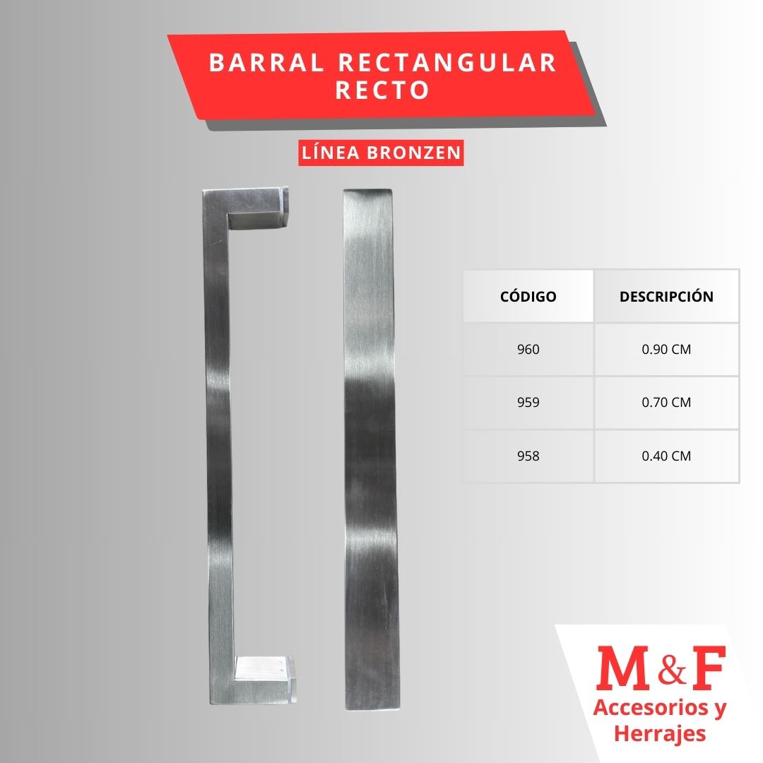 Barral Rectangular Acero Inoxidable 0.40 cm